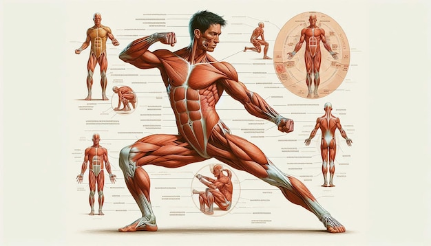 a drawing of a man with muscles labeled as the body parts