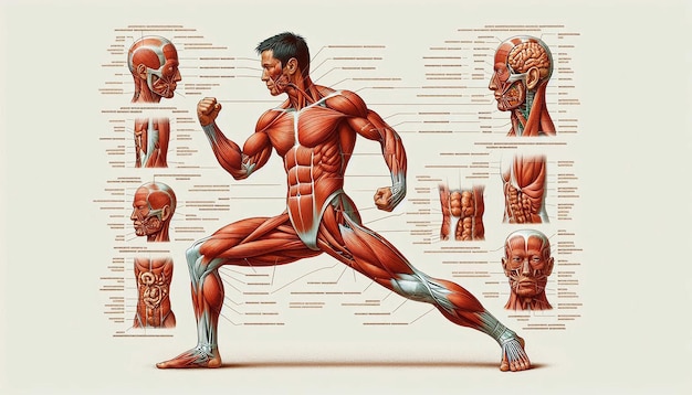 Photo a drawing of a man with muscles and muscles