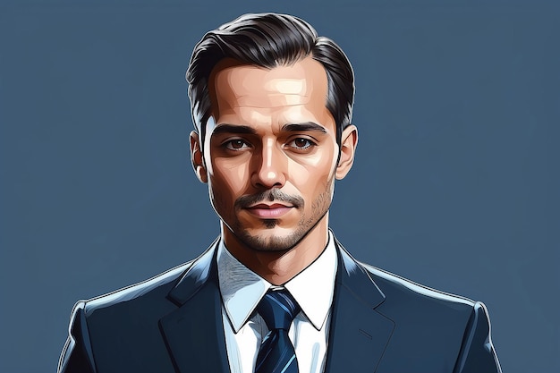 A drawing of a man with a tie and a suit generative ai