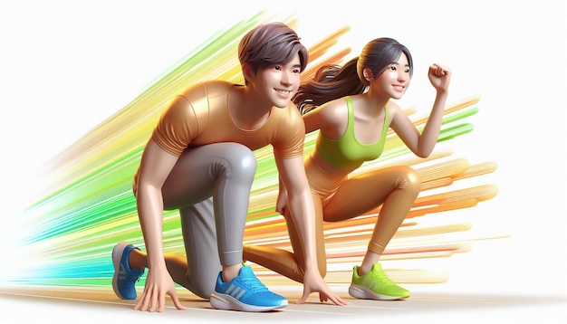 a drawing of a man and a woman doing push ups