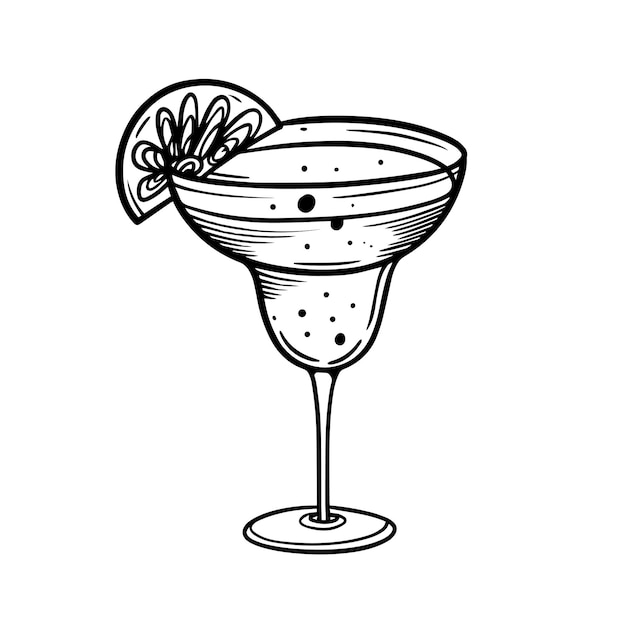 Photo a drawing of a martini glass with a slice of lemon on it