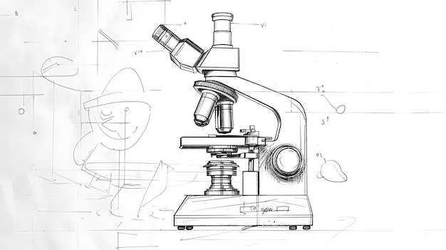 a drawing of a microscope with a drawing of a microscope on it