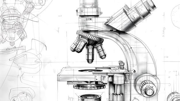 a drawing of a microscope with a microscope and a microscope