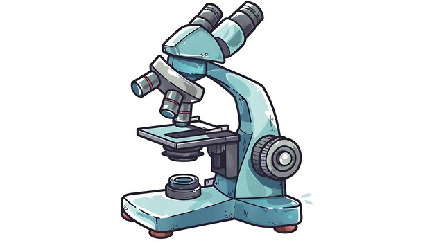 a drawing of a microscope with a picture of a person on it