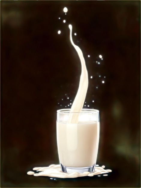 Photo a drawing of a milkshake with milk being poured into a glass