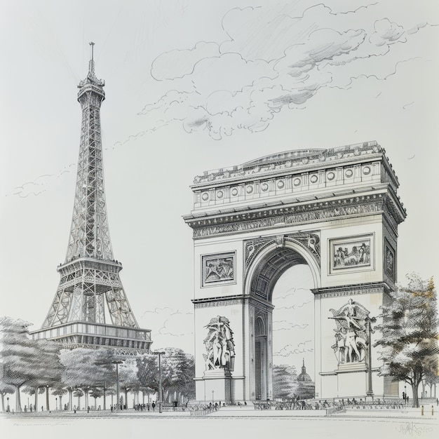 a drawing of a monument with the words paris on it