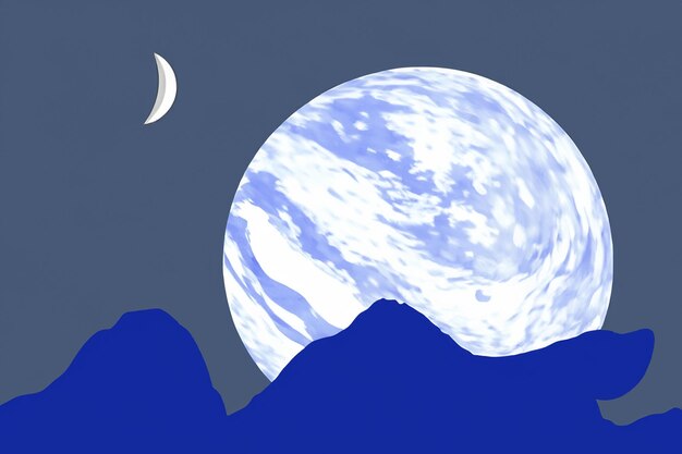 Photo a drawing of a moon and a moon with a blue sky and the moon