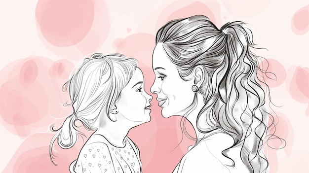 Photo a drawing of a mother and daughter with the words quot mother quot on the top