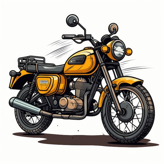 a drawing of a motorcycle on white background