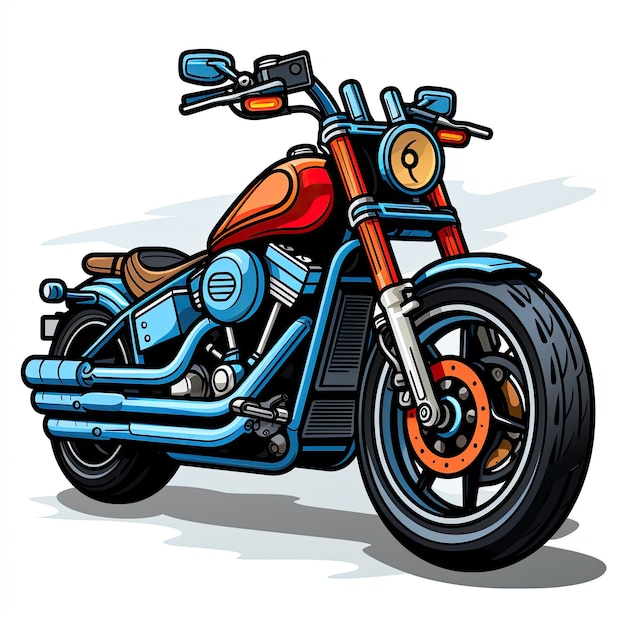 a drawing of a motorcycle with a red fender