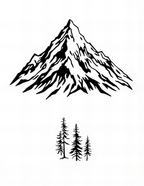 Photo a drawing of a mountain with a mountain in the background