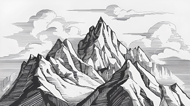 Photo a drawing of a mountain with the name of the mountain