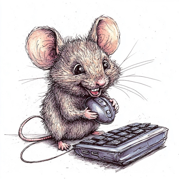 Photo a drawing of a mouse with a mouse on it