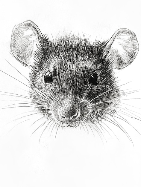 Drawing of a mouse with a white background