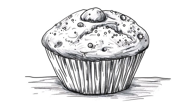 Photo a drawing of a muffin with a drawing of a cupcake on it