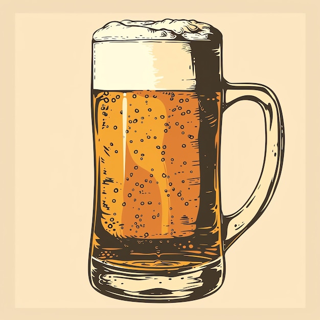 Photo a drawing of a mug of beer with a foamy foam on it