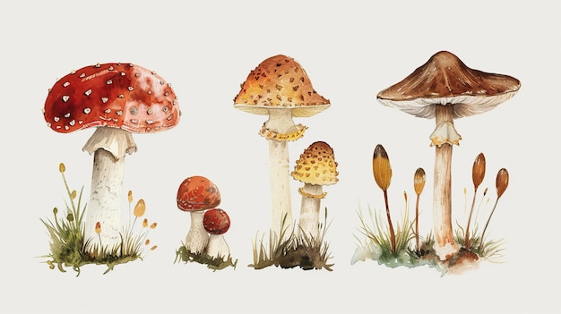 a drawing of mushrooms and mushrooms by person