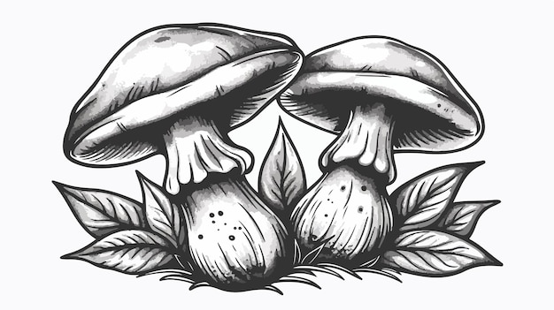 Photo a drawing of mushrooms on a white background