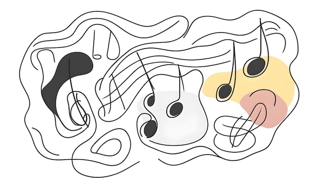 Photo a drawing of music and music with a white background