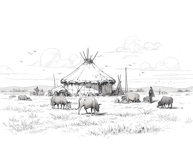 Photo a drawing of a native village