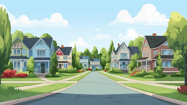 a drawing of a neighborhood with houses in the background