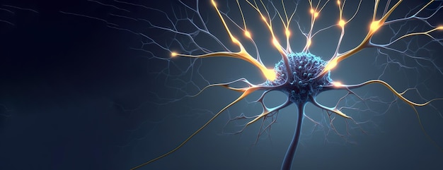 A drawing of a neuron with the lights on.