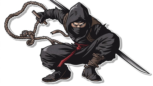 a drawing of a ninja with a stick with a stick that says quot ninja quot