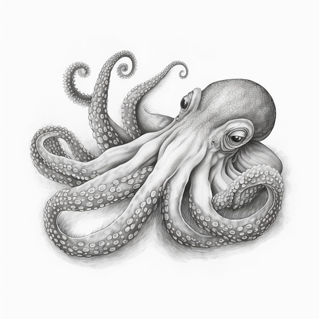 A drawing of an octopus