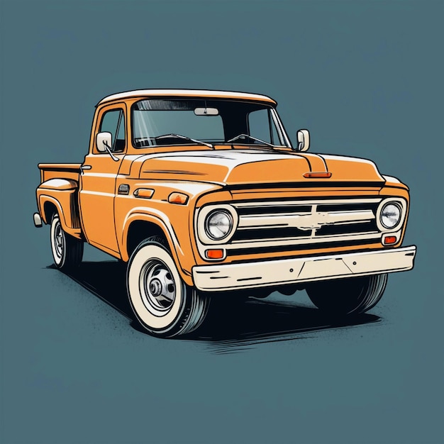 Photo a drawing of an orange truck with the word ford on it