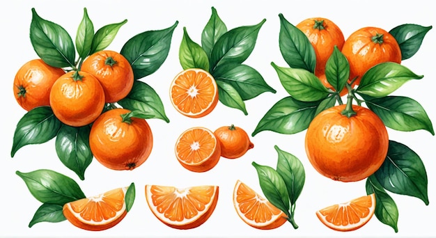 a drawing of oranges and leaves with the words oranges on them