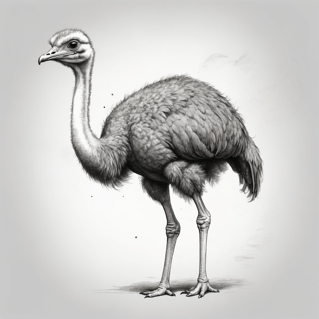 Photo a drawing of an ostrich with a drawing of a bird on it