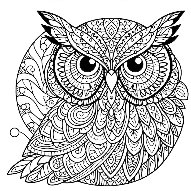 Photo a drawing of a owl with a design that says owl