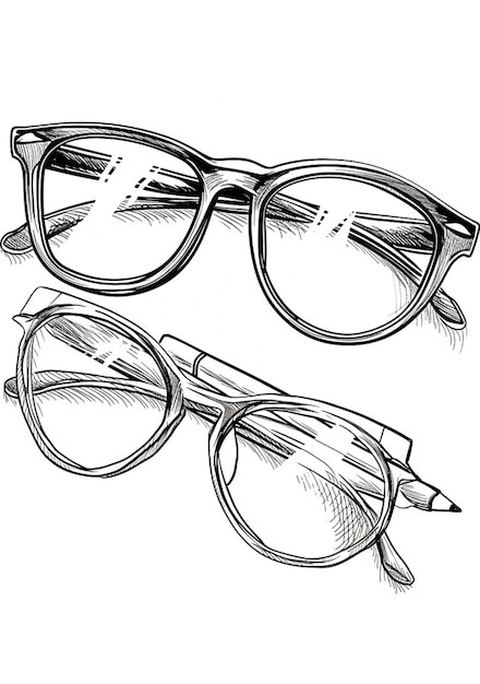 Photo a drawing of a pair of glasses with a pen on the side