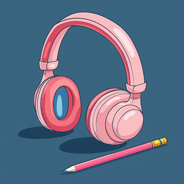 Photo a drawing of a pair of headphones with a pencil and a pencil