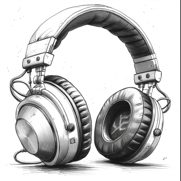 Photo a drawing of a pair of headphones with a picture of a pair of headphones