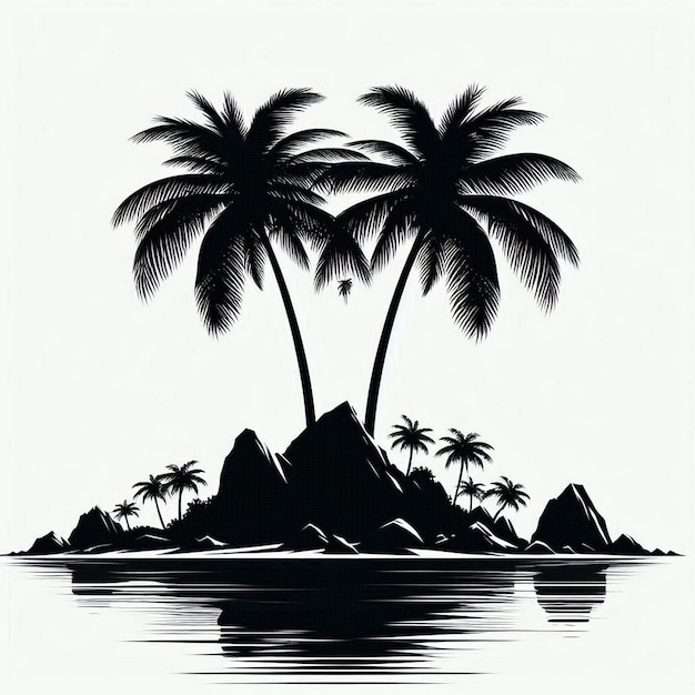 Photo a drawing of palm trees and the word palm trees