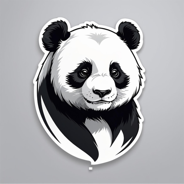 a drawing of a panda with a black and white face