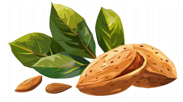 a drawing of a peanut and a bunch of walnuts