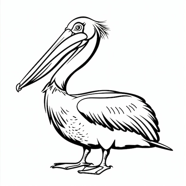 Photo a drawing of a pelican with a black and white beak