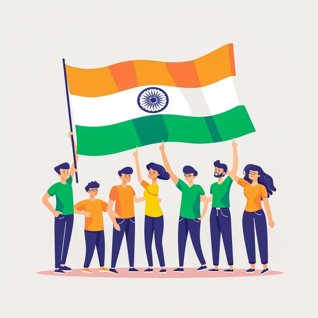 a drawing of people holding a flag that says quot india quot