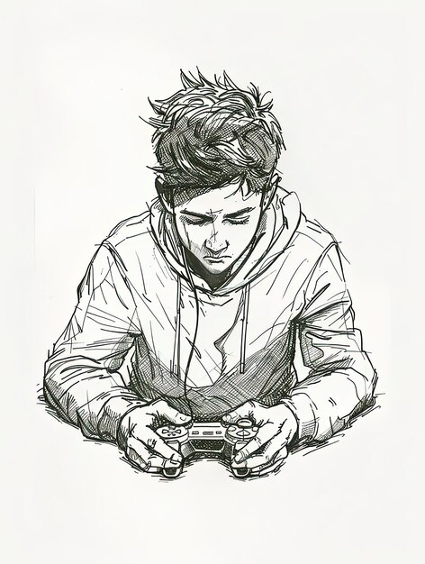 Photo a drawing of a person playing a game with a controller