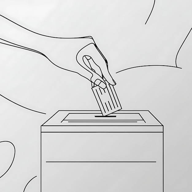 Photo a drawing of a person putting a pen into a box