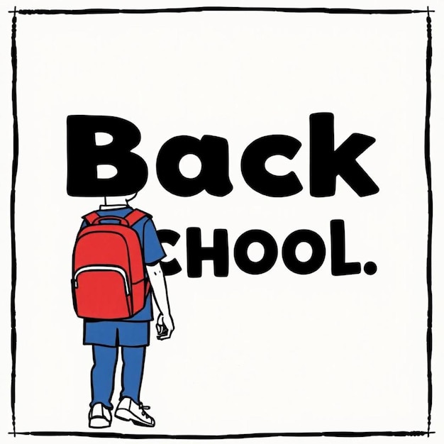 Photo a drawing of a person with a backpack that says back to school