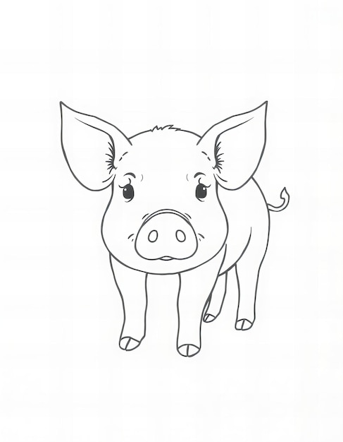 Photo a drawing of a pig with a black outline on it