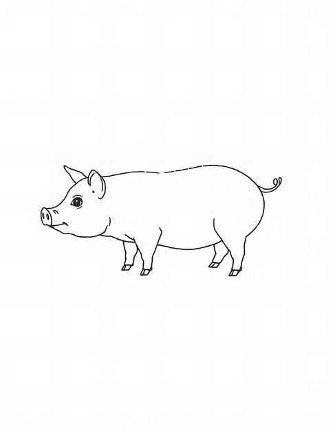 Photo a drawing of a pig with a black outline and the word pig on it