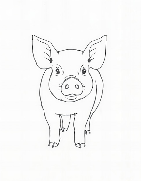 a drawing of a pig with a line through it