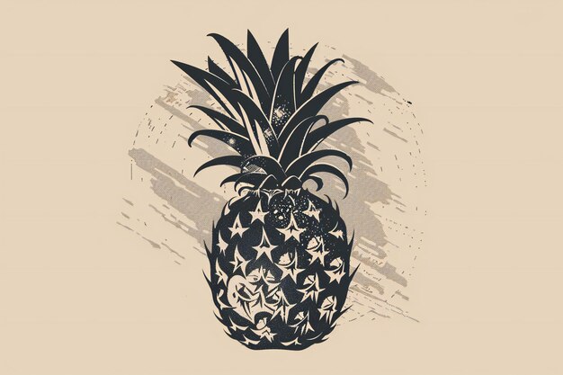 Photo a drawing of a pineapple with stars on it