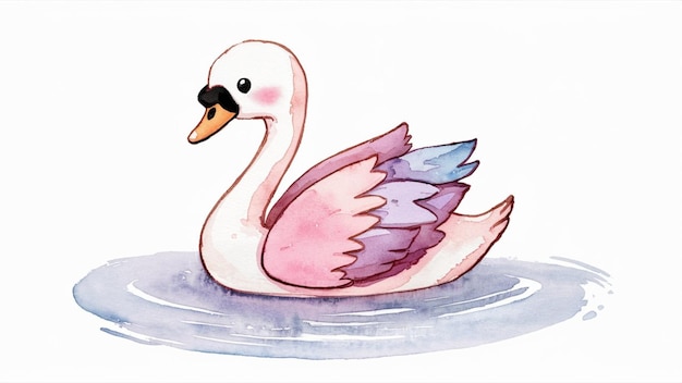 a drawing of a pink swan in water