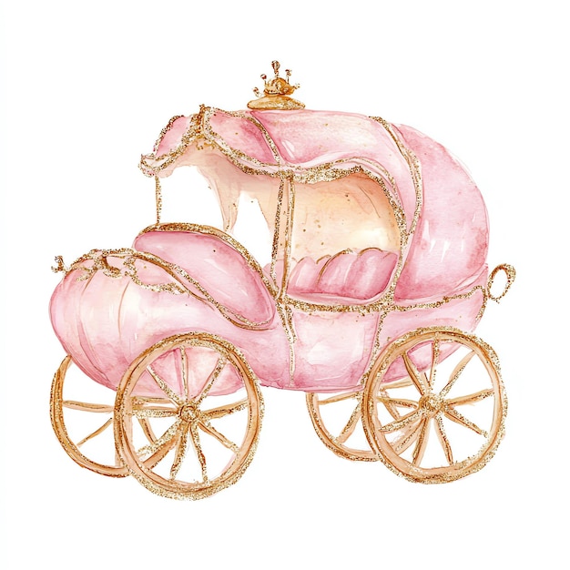 Photo a drawing of a pink turkey and a carriage with a crown on it