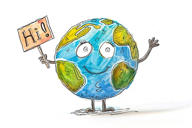 Photo a drawing of a planet with a sign that saysim a